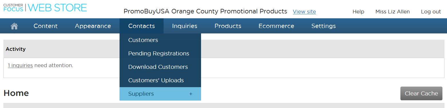 Adding new suppliers screenshot